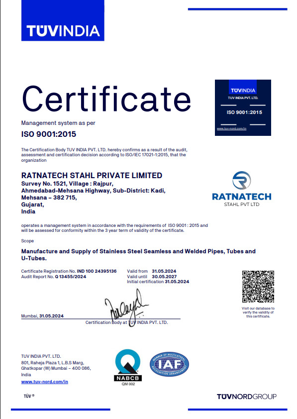 ISO 9001:2015 Quality Management System certificate