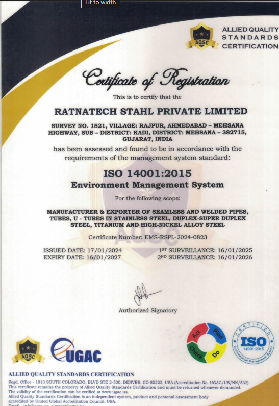 ISO 14001:2015 Environmental Management System certificate